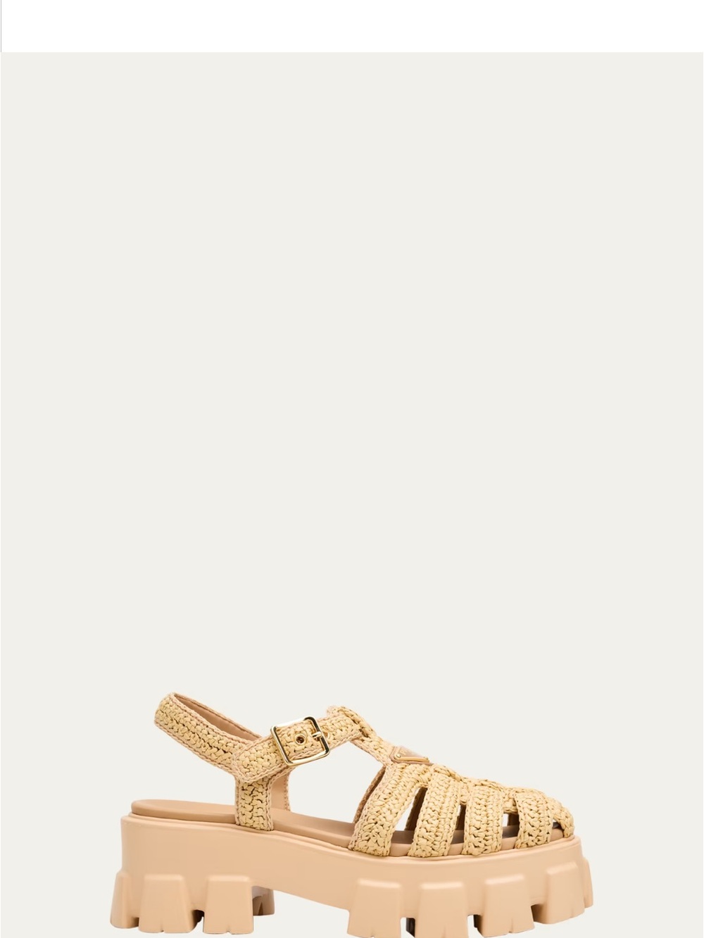 Prada Women’s Cream Woven Fisherman Sandals with Gold Logo - Picture 3 of 6